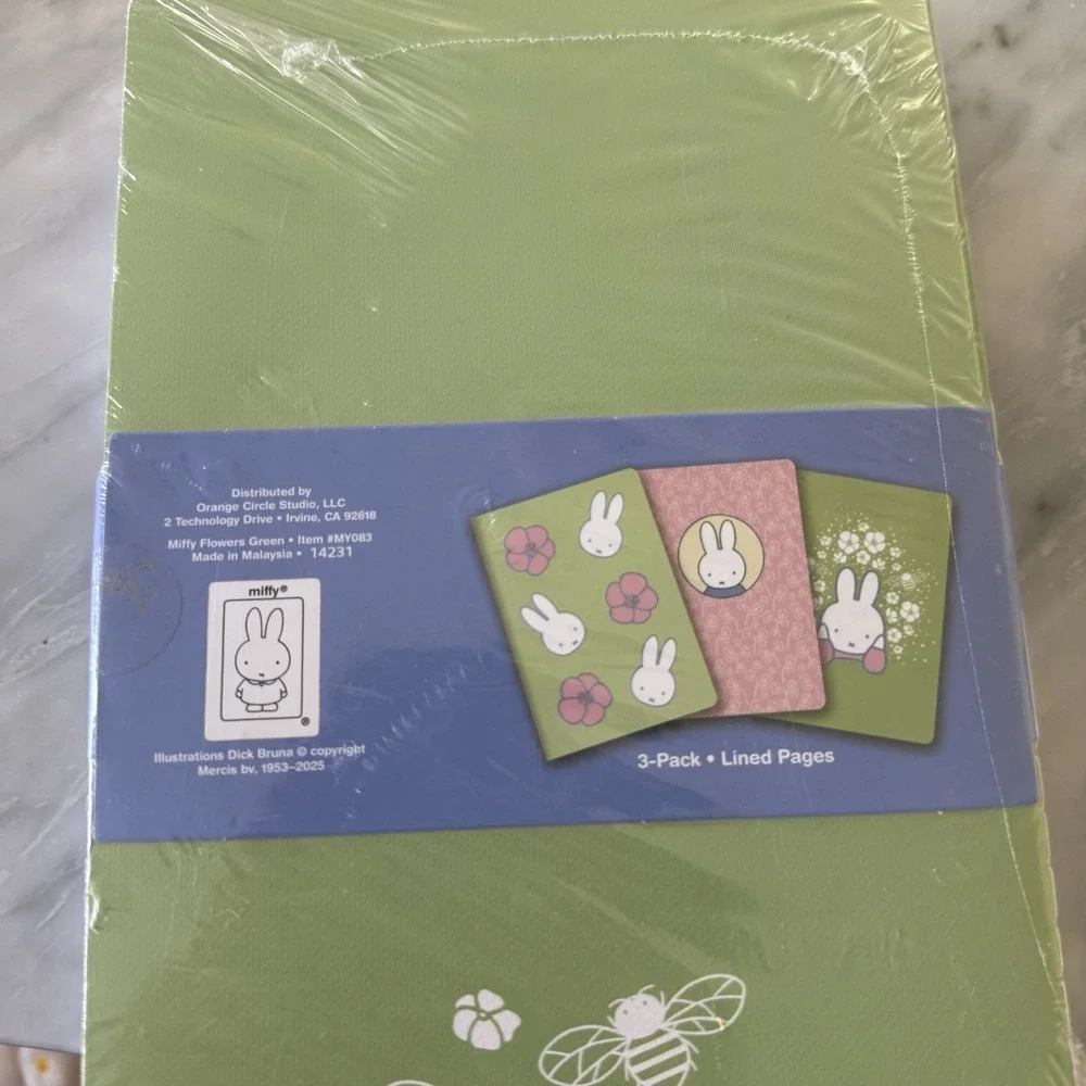 NEW Miffy‎ Green Pink Floral Notebook Trio 3 Pack Journals 80 Lined Pages Each